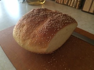 Baking this in the lid to the cloche produced a UFO-shaped loaf.  It may be a little funny looking, but it sure tastes great!